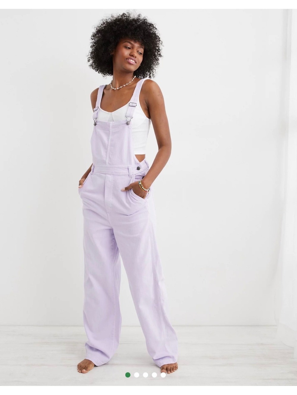 NWT Aerie Lavender Purple Denim Overalls Women's Size Medium Wide Leg